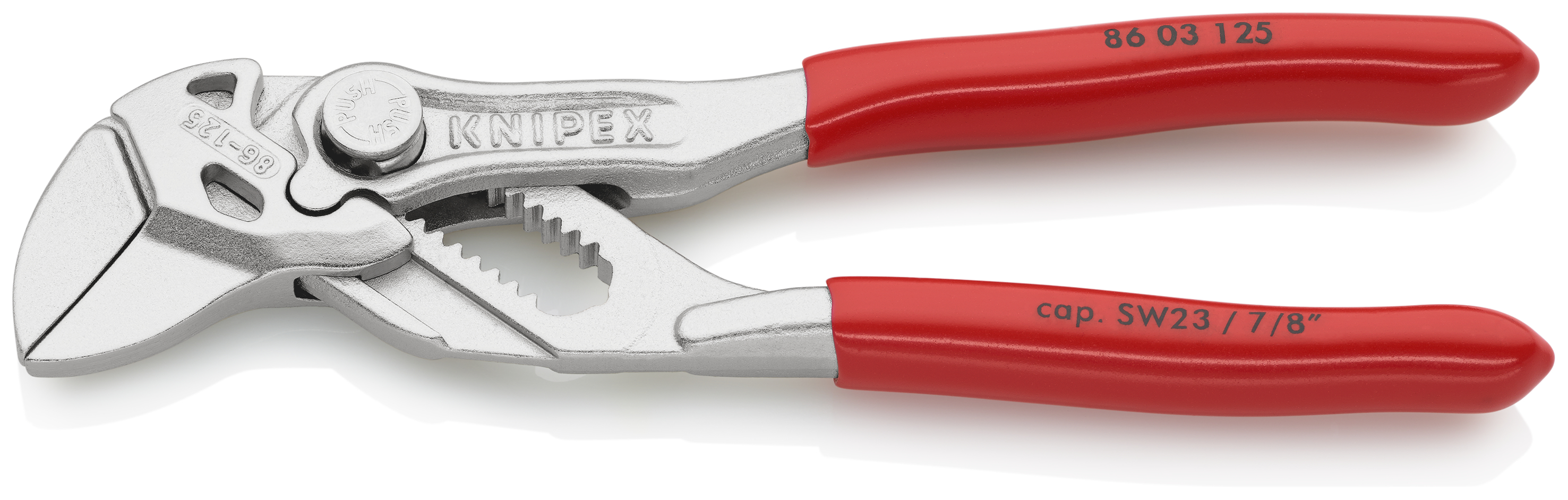 KNIPEX 86 03 125 Mini pliers wrench pliers and a wrench in a single tool 125 mm chrome-plated with plastic coating chrome-plated