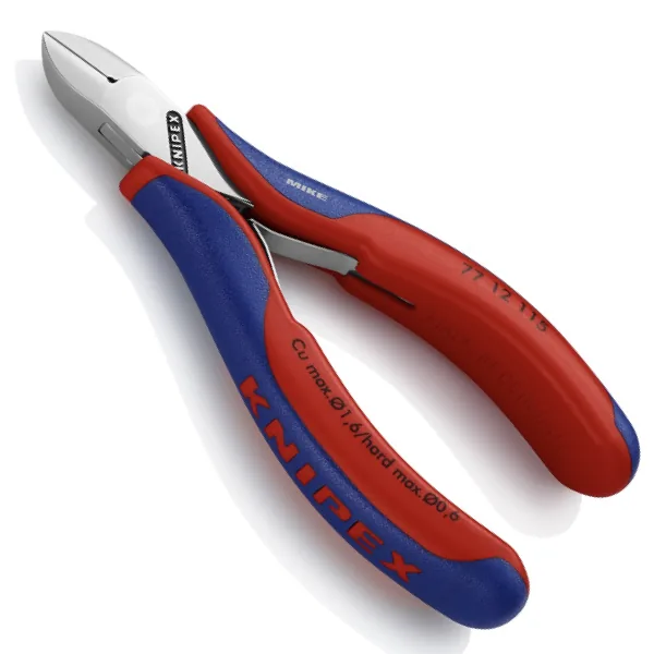 Kìm cắt cạnh điện tử KNIPEX 77 12 115 không rơi dây, lưỡi 62 HRC