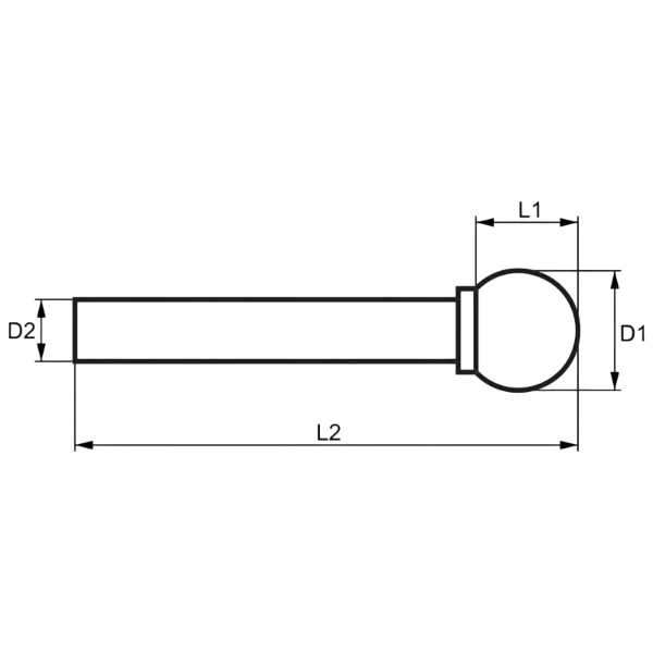 Mũi mài Tungsten Carbide hình cầu Ø6mm Fervi D06AL6, dài lưỡi 5.4mm, chuôi 6mm, chuyên cho nhôm và kim loại màu thumbnail 2