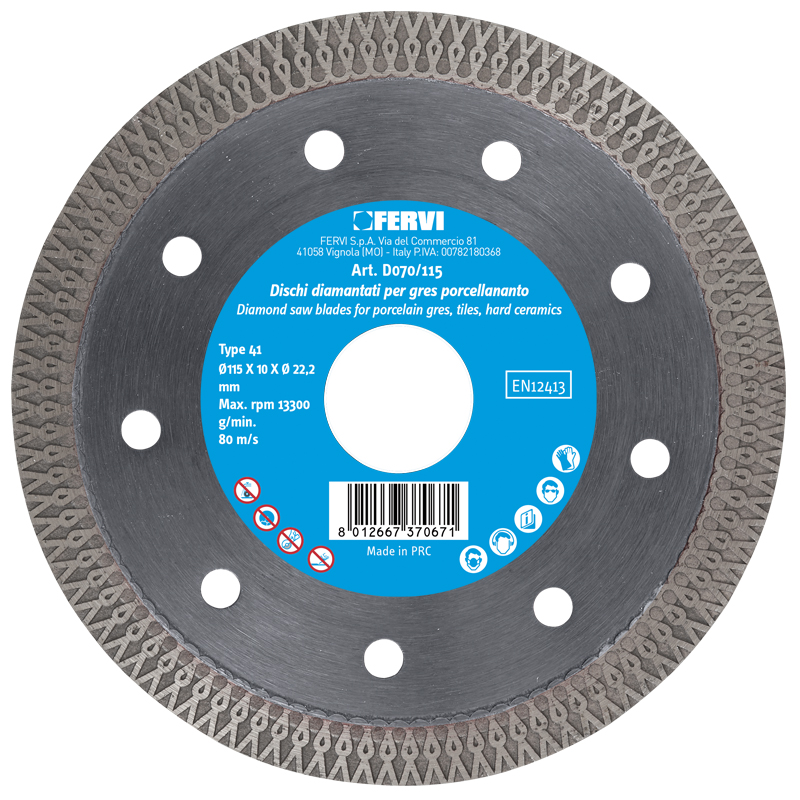 PROFESSIONAL DIAMOND SAW BLADES FOR PORCELAIN GRES, TILES, HARD CERAMICS