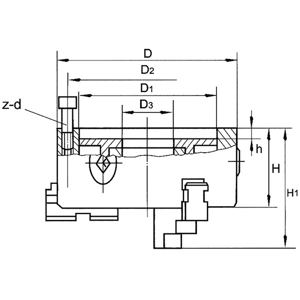 Mâm cặp 3 chấu M049, tự định tâm cho máy tiện 80-400mm