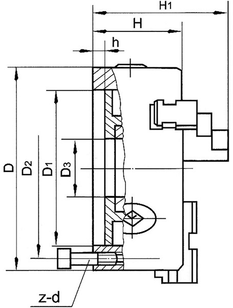 Bản vẽ mâm cặp 4 chấu M449, tự định tâm 80-400mm