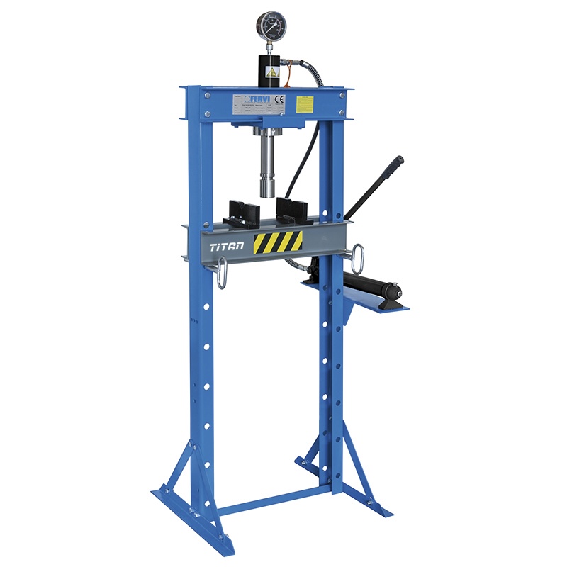 Máy ép thủy lực 20 tấn FERVI P001/20, xylanh chuyển dịch ngang.