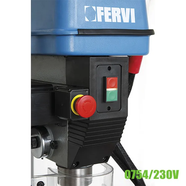 Máy khoan đứng sàn truyền đai FERVI 0754-230V, khoan thép Ø28 mm, côn MT4, bầu kẹp 5–20 mm, 230 V thumbnail 4