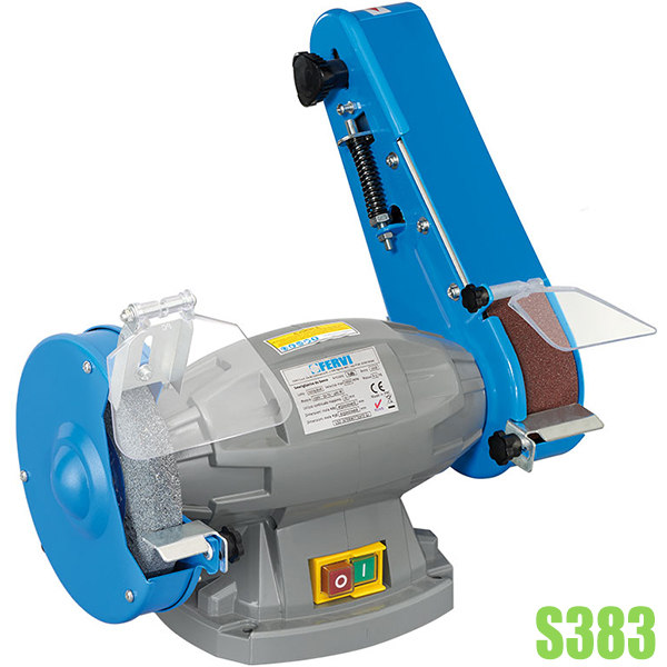 Máy mài đá Ø150mm và băng nhám công suất 0.4kW Fervi S383