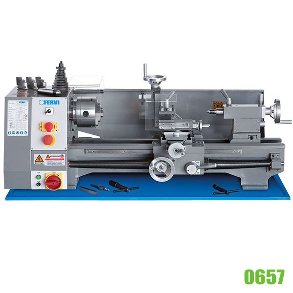 Máy tiện mini để bàn 0657, độ dài phôi max 500mm, công suất 550W Fervi