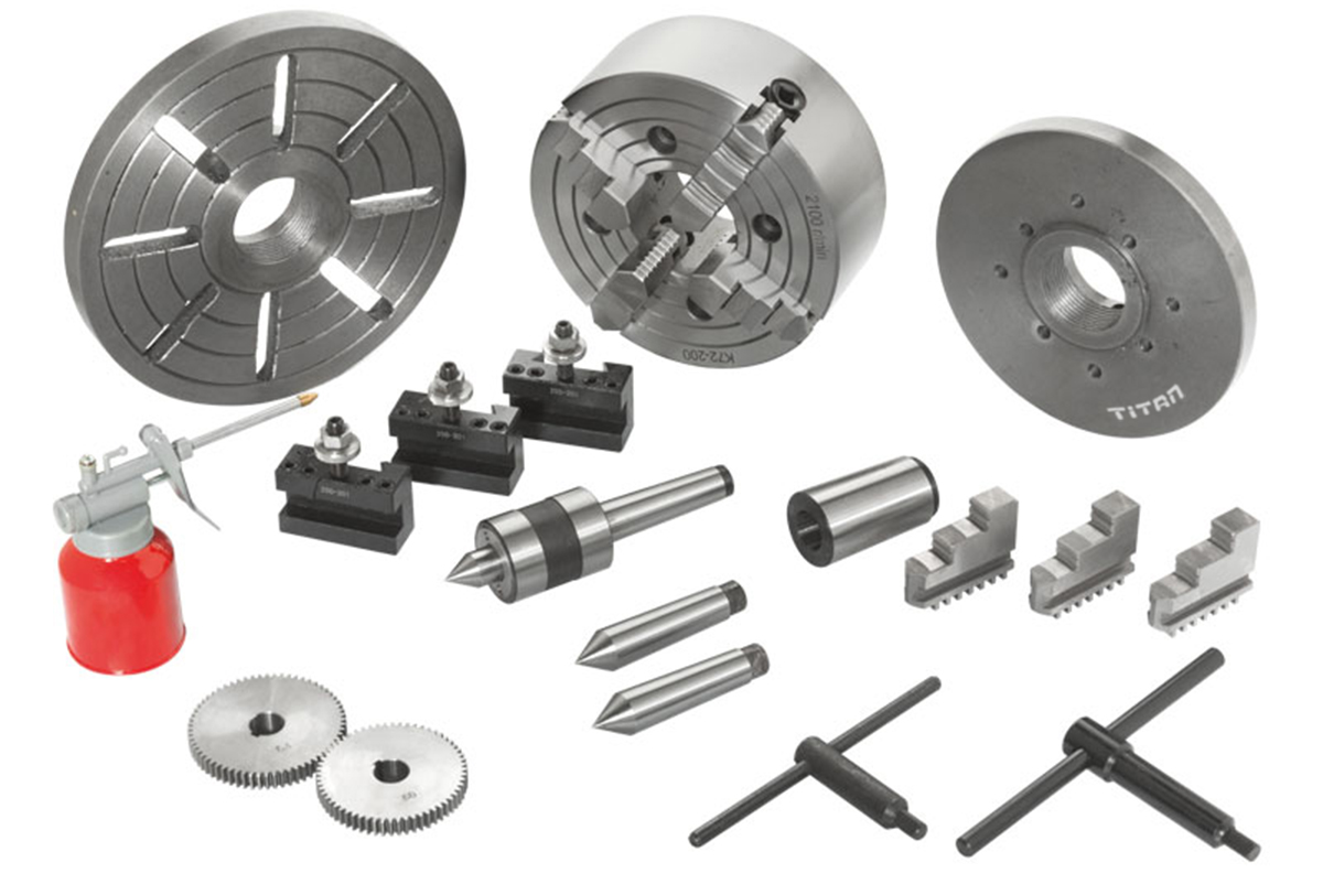 Phụ kiện đi kèm máy tiện vạn năng FERVI T940 mâm cặp ø160mm, công suất 1500W