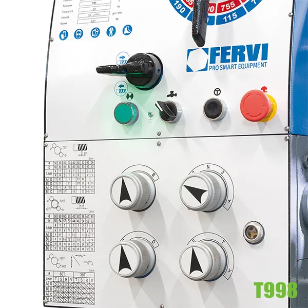 Máy tiện vạn năng T998, mâm cặp ø250mm, 8 cấp tốc độ Fervi thumbnail 5