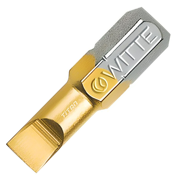 Mũi vít dẹt phủ TiN WITTE 2643x, loại ngắn 25mm chuôi 6.3mm