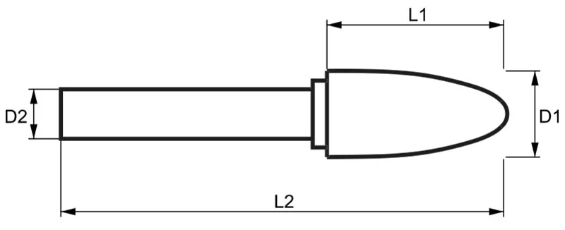 Mũi mài hình quả thông đầu tròn FxDC, đường kính Ø3 - 19mm