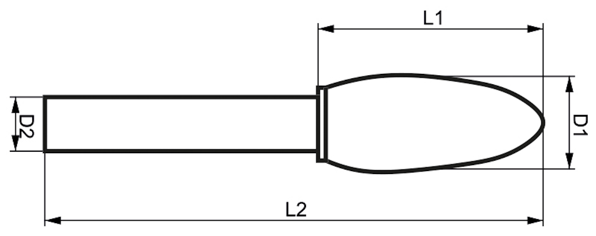 Bản vẽ kích thước mũi mài quả thông FERVI