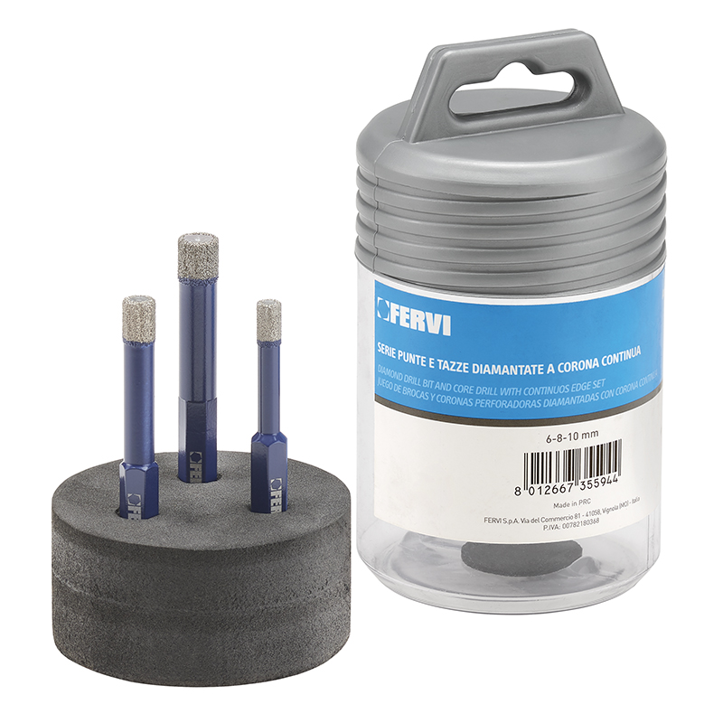 DIAMOND DRILL BIT AND CORE DRILL WITH CONTINUOS EDGE SET