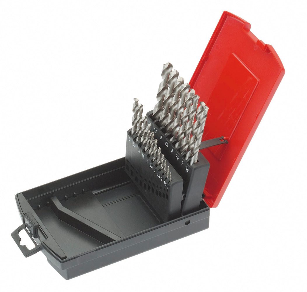 Bộ mũi khoan xoắn, HSS-R, 19 cái, cassette