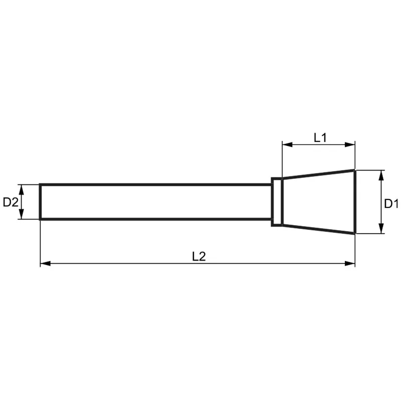 Single cut rotary burr Ø12mm FERVI N12SC6, Tungsten Carbide, inverted cone shape, Ø6mm shank, 58mm length thumbnail 2