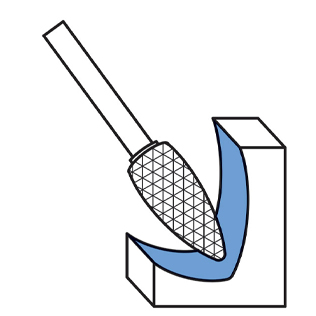 Mũi mài hợp kim FERVI FXSC đầu quả thông, dùng máy mài trụ.