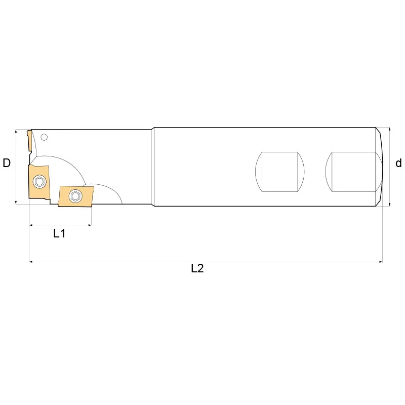 Dao phay gắn mảnh FERVI F306x, chuôi trụ, Ø20 đến 25 mm, mảnh APKT1003 thumbnail 2