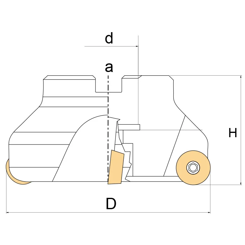 Dao phay mặt FERVI F403x, lắp trục áo, Ø40 đến 100 mm, mảnh RPMT1204 thumbnail 2