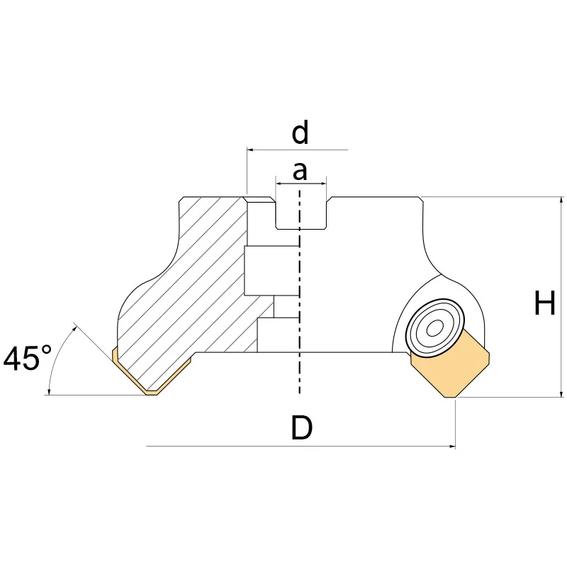 Dao phay mặt FERVI F406x, lắp trục áo, Ø40 đến 100 mm, mảnh SEKN1203 thumbnail 2
