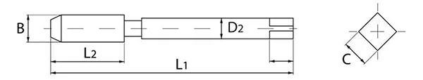 Mũi taro ren trong FERVI M001-x, M3-M10, HSS. DIN 371/B