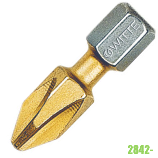 Đầu mũi vít 4 cạnh phủ TiN loại ngắn WITTE 28420