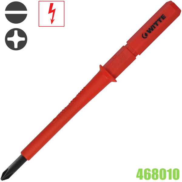 Mũi vít cách điện 1000V dẹt và bake cho tua vít lực WITTE 468010