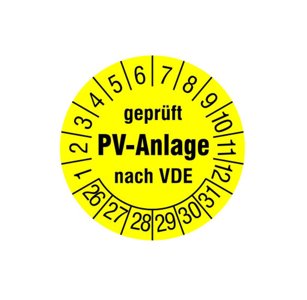 Nhãn kiểm tra PV "Hệ thống PV đã kiểm tra theo VDE" - 2026-2031, ⌀ 30 mm