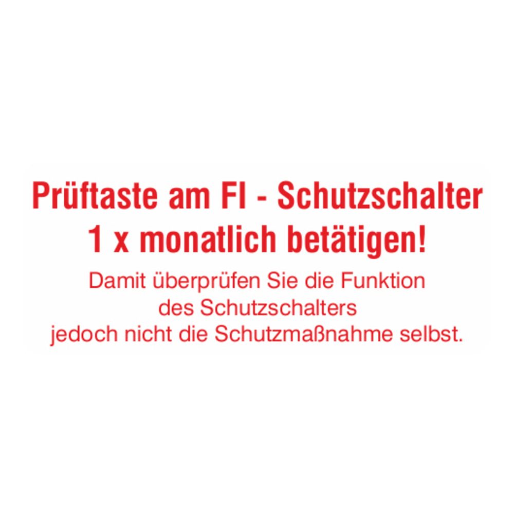 Nhãn thông tin nút kiểm tra RCD "Kích hoạt một lần mỗi tháng!"