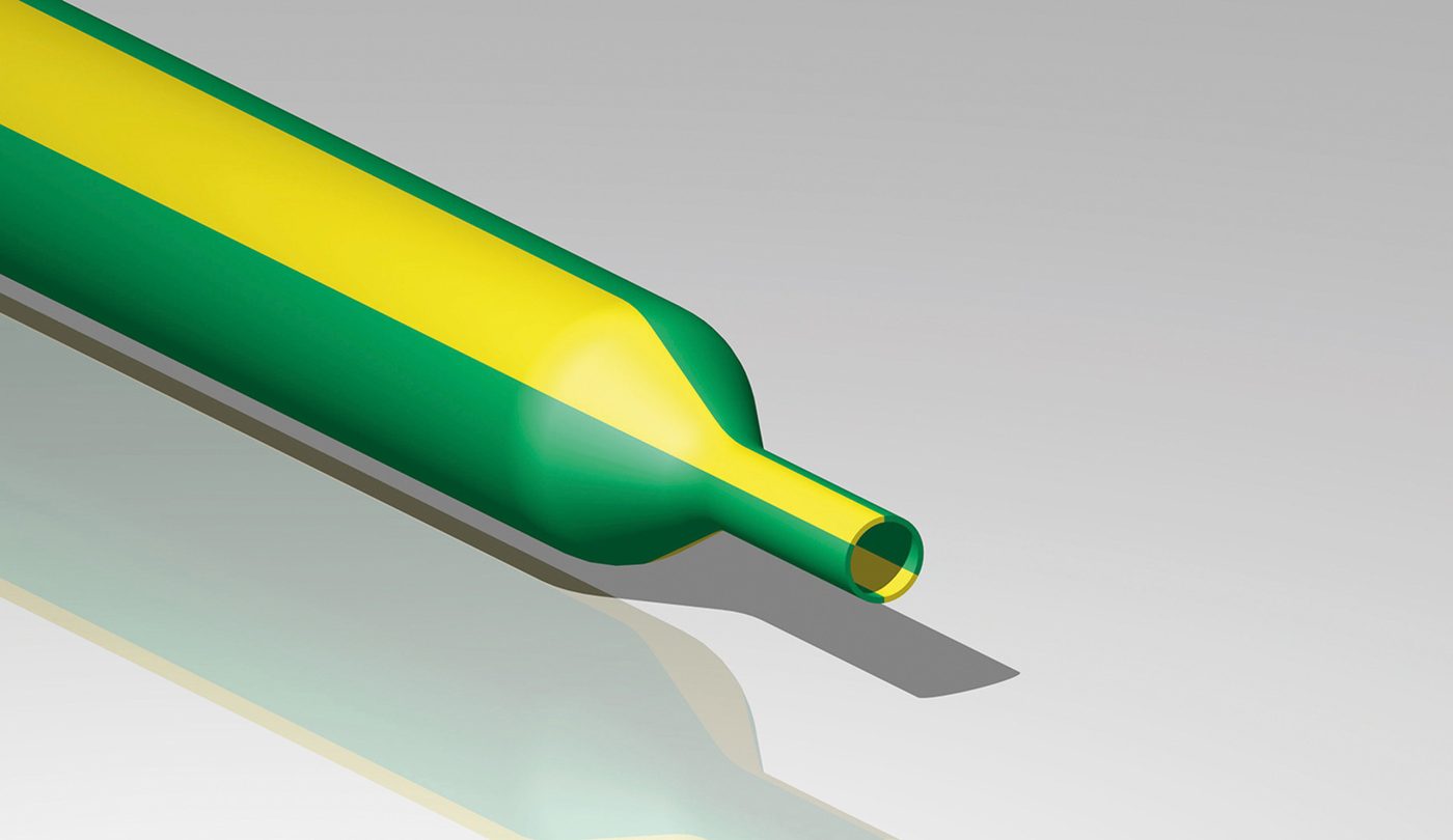 Ống co nhiệt 2:1, xanh/vàng, mỏng, Ø 26.0/12.5 mm, dài 3.3 m