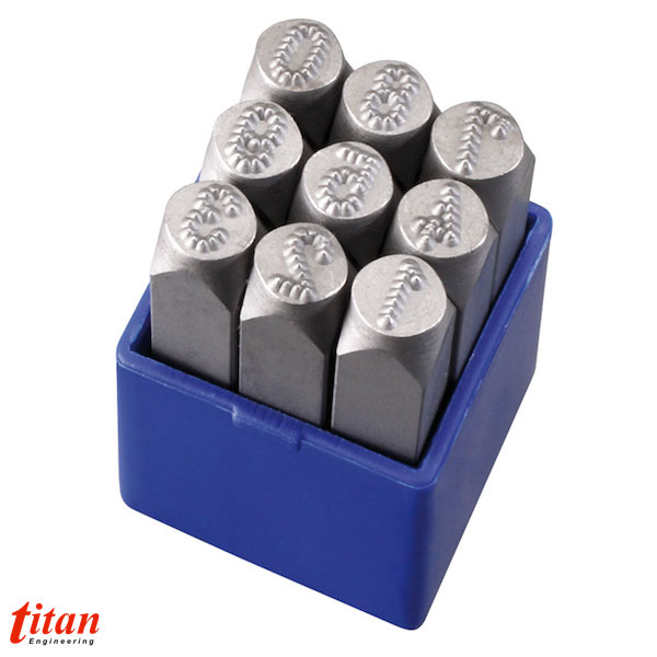 Bộ đục số chấm bi FERVI P012/N0, bao gồm 9 ký số, 58-50HRC