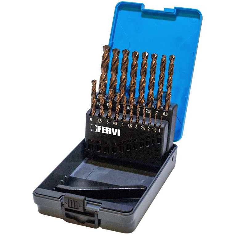 Bộ mũi khoan kim loại 19 chi tiết 1-10mm, FERVI P064/19A