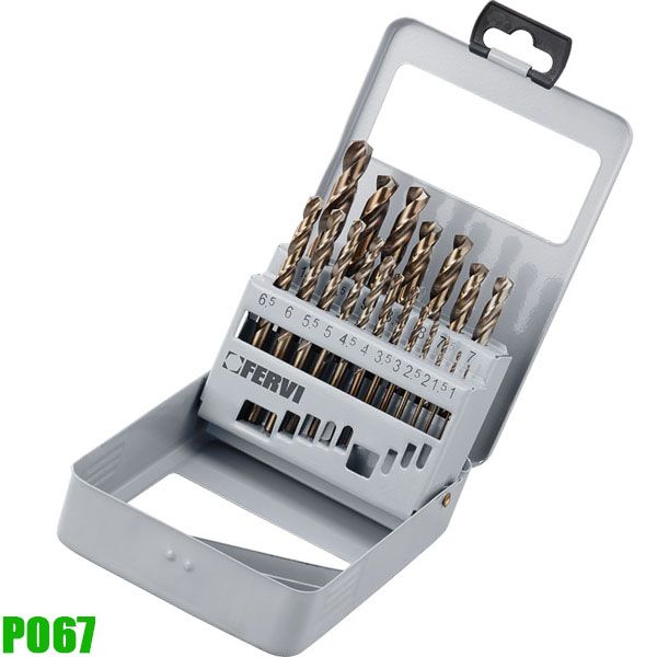Bộ mũi khoan 19 chi tiết 1-10mm. HSS - Co 5%. Fervi P067