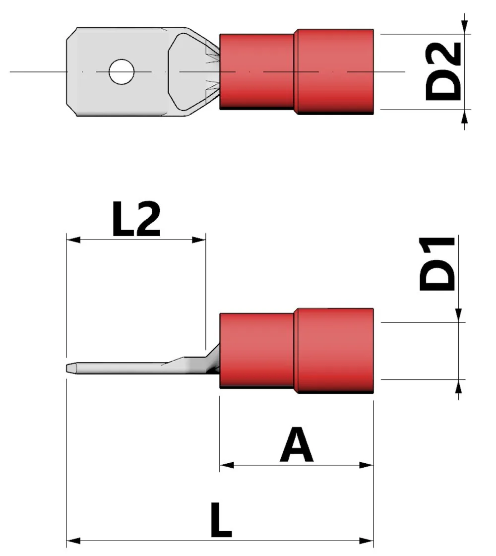 Phích cắm phẳng, cách điện, tiết diện/kích thước phích cắm 4 - 6 mm²/6.3 x 0.8 mm thumbnail 2