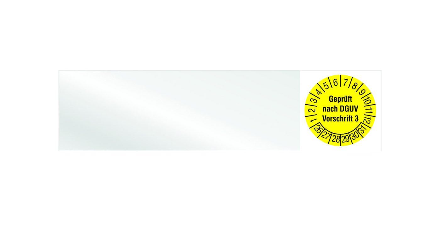 Tem kiểm tra cáp "Đã kiểm tra theo DGUV V3" – 26-31, màu vàng