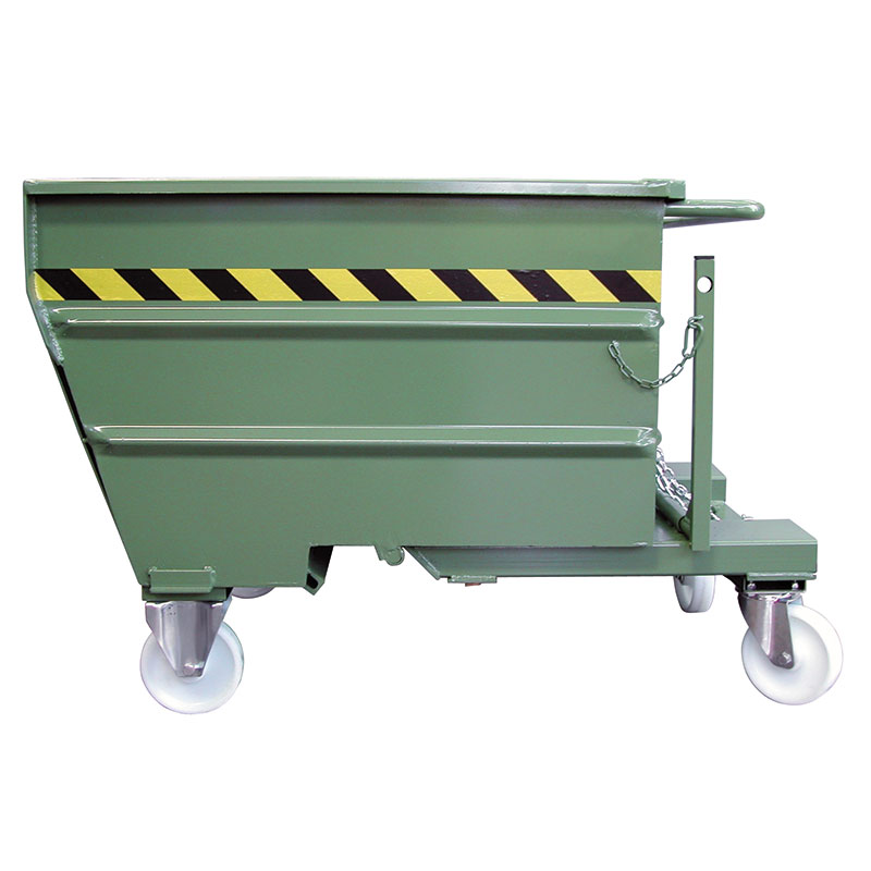 SCRAP DUMPING CONTAINER EQUIPPED WITH WHEELS