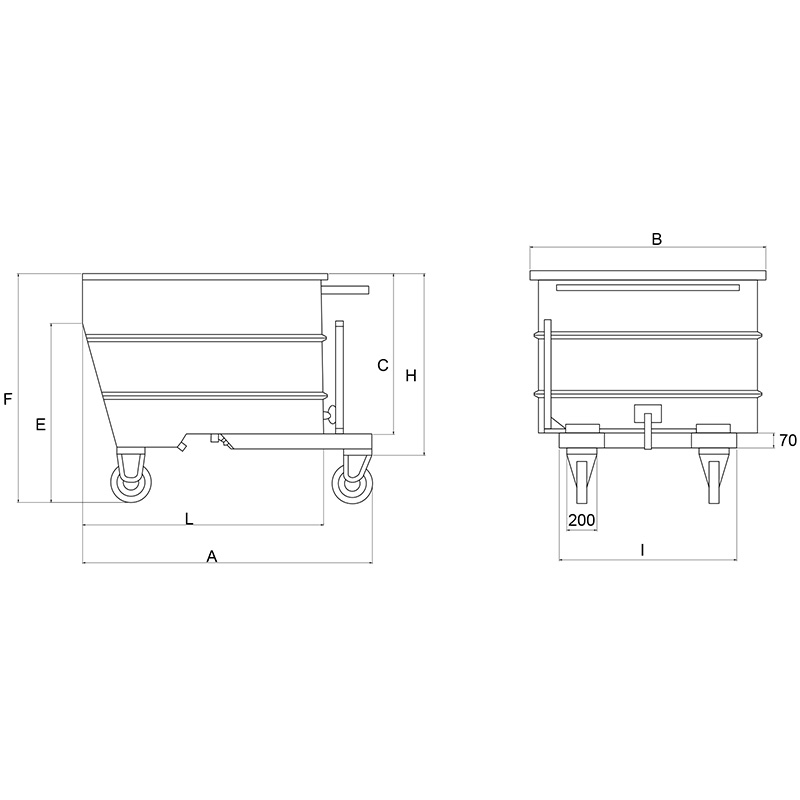 SCRAP DUMPING CONTAINER EQUIPPED WITH WHEELS thumbnail 2