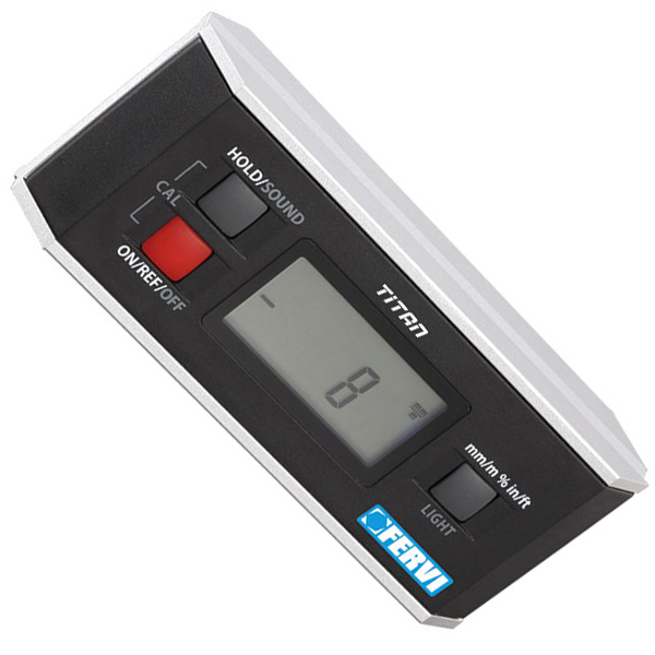 Thước đo góc nghiêng Fervi L090A điện tử có từ tính, chỉ thị LCD