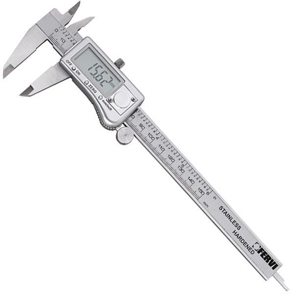 Thước kẹp điện tử FERVI C033-, inox tôi cứng, nhập khẩu từ Italia.