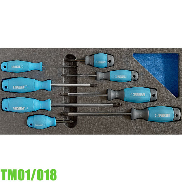 Bộ tô vít 4 cạnh TM01/018, hoa thị cho tủ dụng cụ FERVI Italia