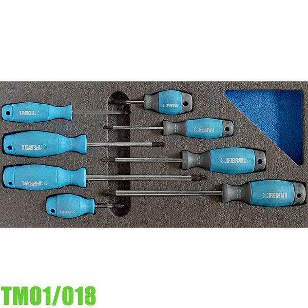 Bộ tô vít 4 cạnh TM01/018, hoa thị cho tủ dụng cụ FERVI Italia