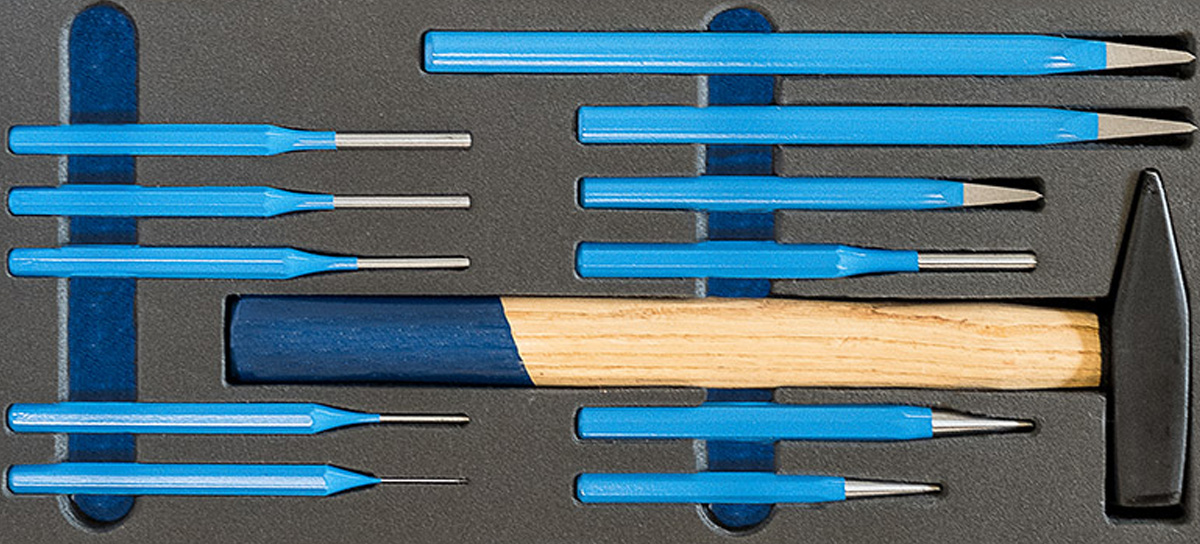 TM01/038 Bộ đục kim loại 12 chi tiết kèm búa kỹ thuật 