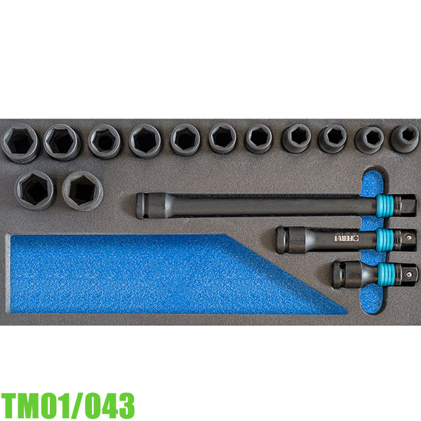 Bộ tuýp đen TM01/043, 16 chi tiết 6-24mm cho tủ đồ nghề FERVI