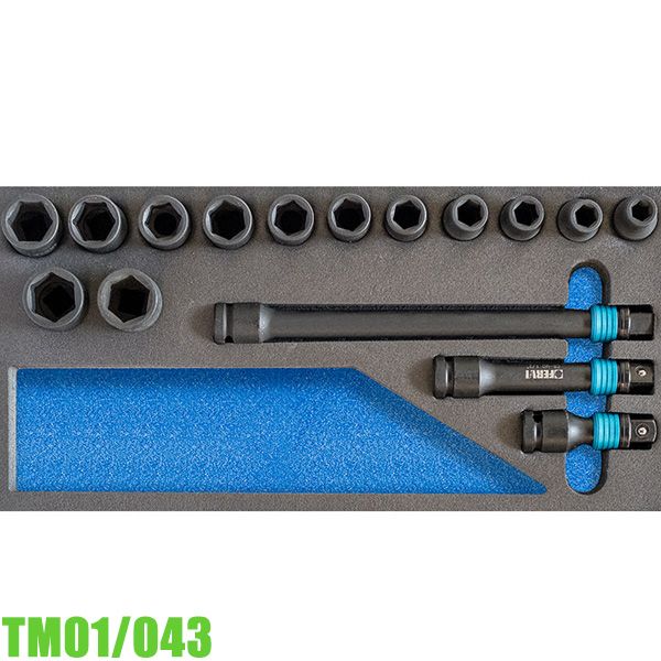 Bộ tuýp đen TM01/043, 16 chi tiết 6-24mm cho tủ đồ nghề FERVI