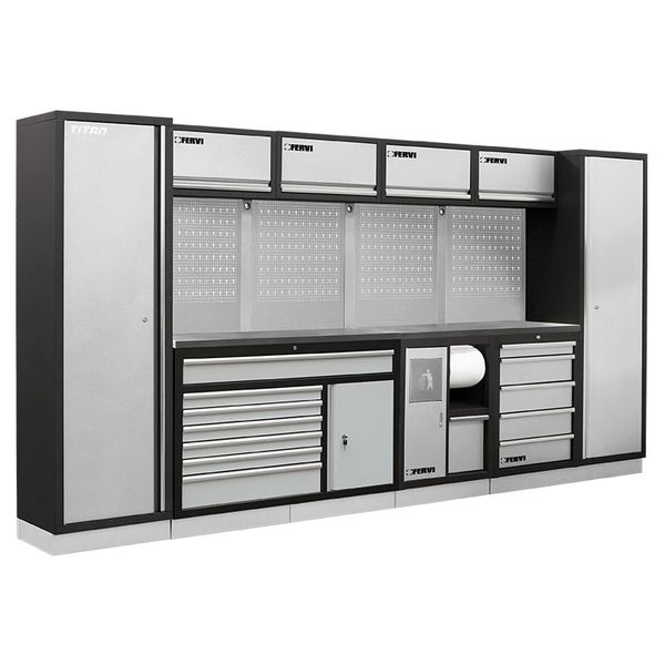 Tủ đồ nghề lắp ghép FERVI A008V gồm 5 module, mặt bàn inox