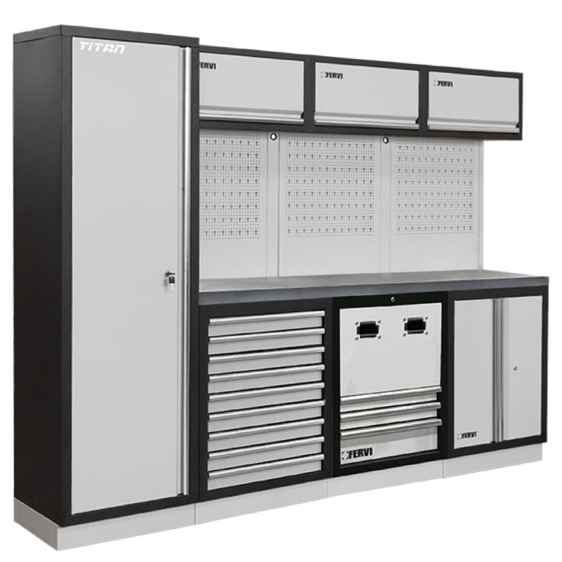 Tủ dụng cụ FERVI A008U gồm 4 module lắp ghép, mặt bàn inox