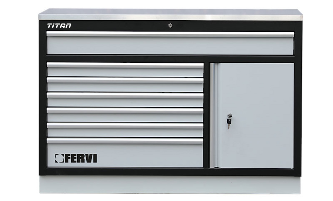 Bàn nguội kiêm tủ đồ nghề FERVI A007-21i mặt bàn bằng inox