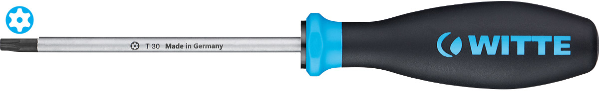 99300 Tua vít sao có lỗ size TR7-TR45, cán nhựa dòng Pro WITTE hàng Đức