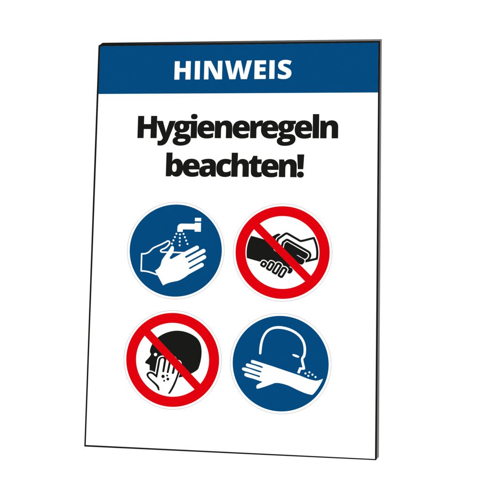 "Observe hygiene rules!" blackboard