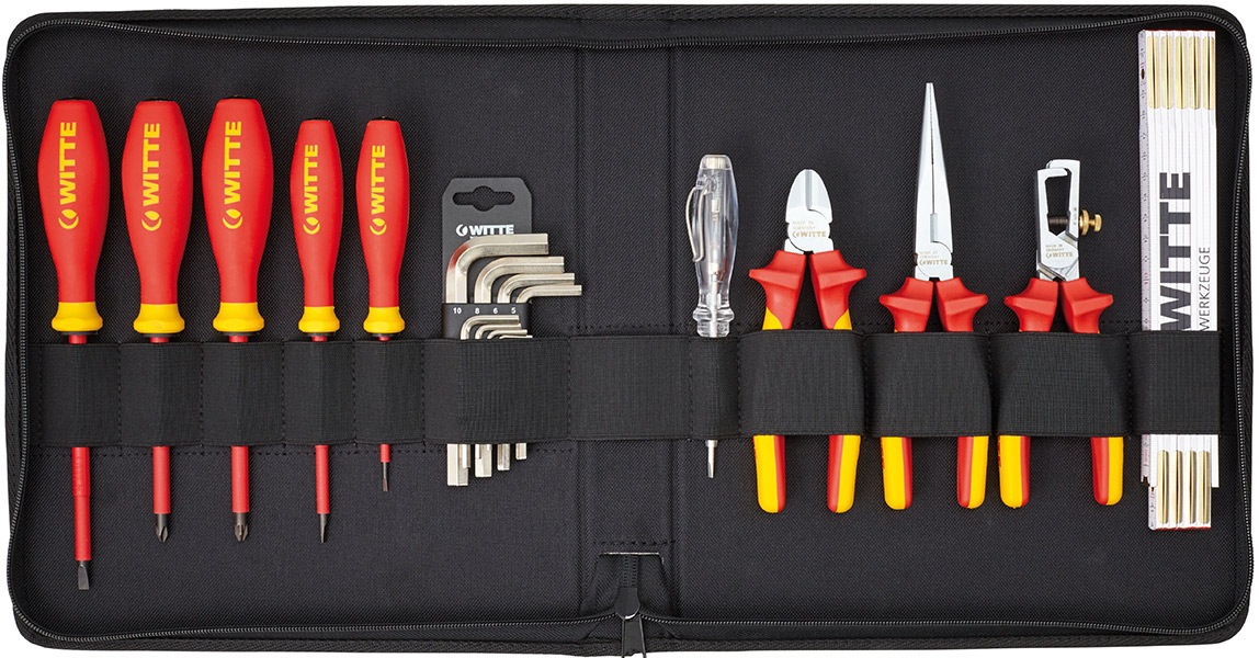 301202 Túi đồ nghề Mediset gồm 11 chi tiết kèm túi khóa kéo WITTE