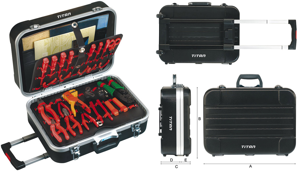 Vali đồ nghề kéo tay FERVI 0683, vỏ bằng nhựa ABS, đai nhôm