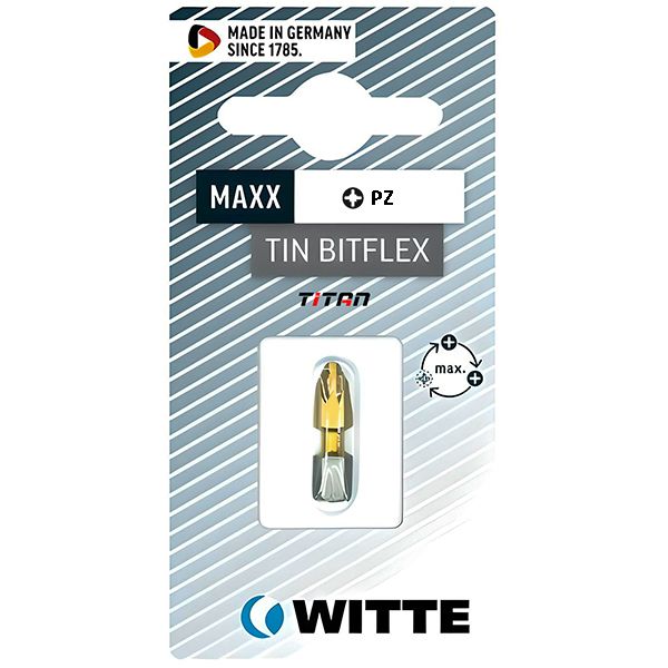 Vỉ 2 mũi vặn vit hoa thị WITTE 2682, phủ TiN chuôi 6.3mm